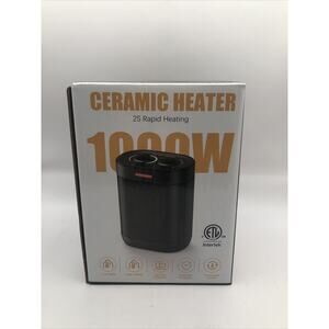 New Ceramic Heater 2S Rapid Heating 1000W Black Thermostat Control